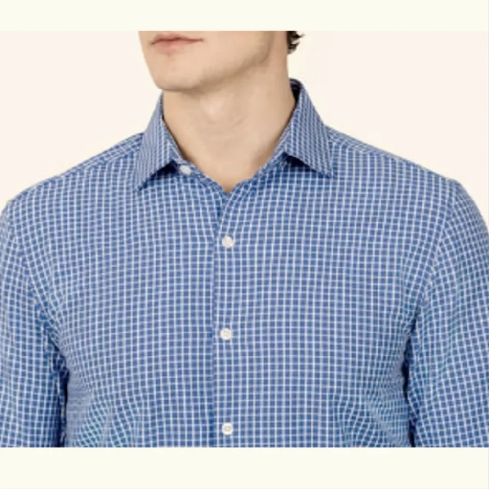 Ministry of Supply Gemini Blue Check Woven Button Down Shirt Size XXL NWT - Picture 3 of 12